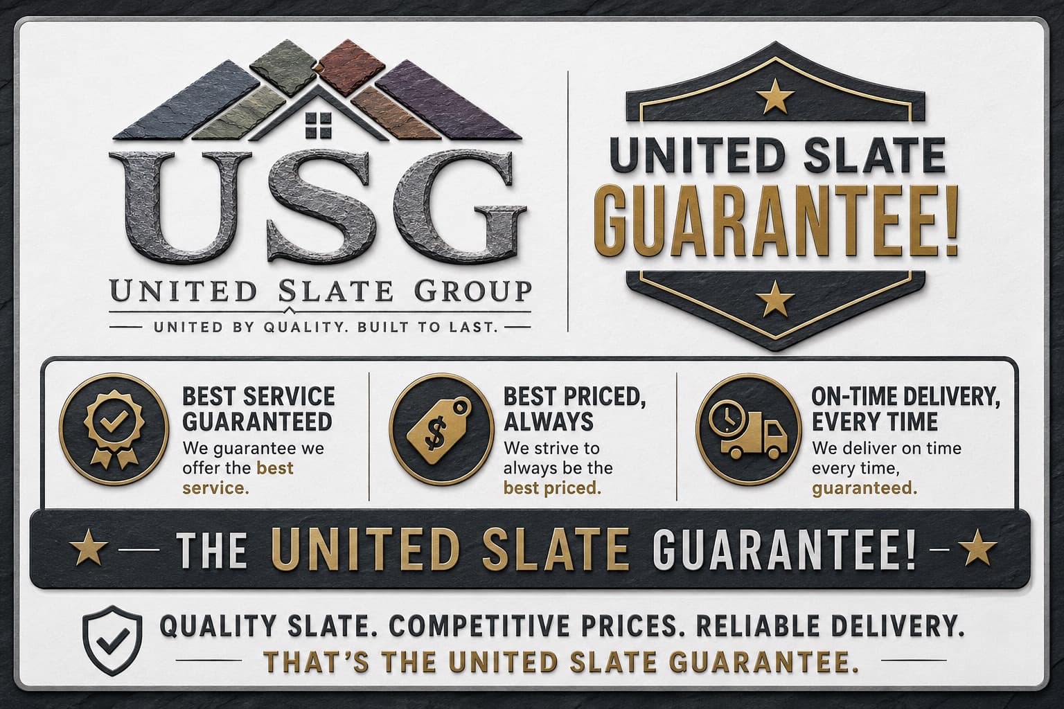 United Slate guarantee service and delivery statement
